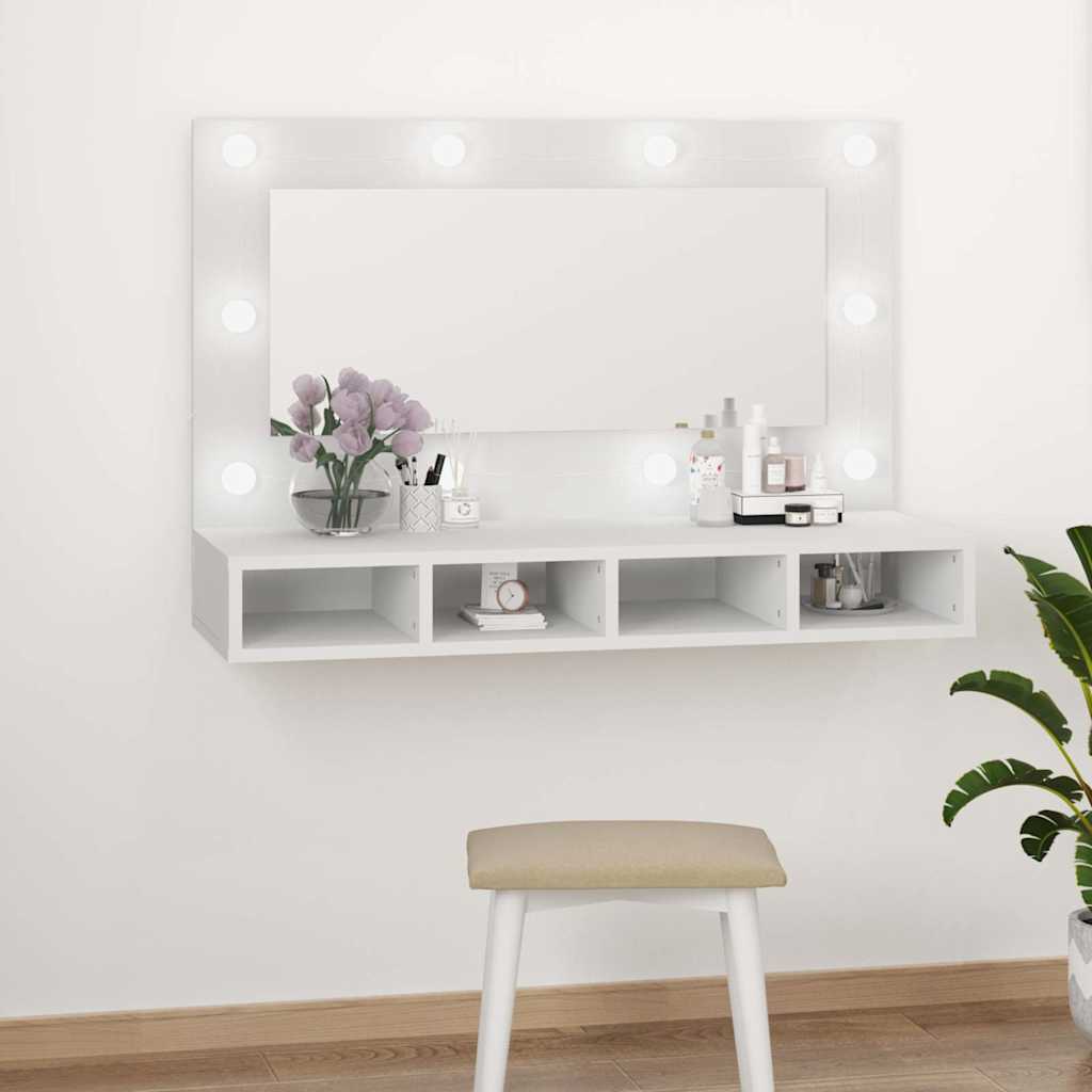 vidaXL Mirror Cabinet with LED White 90x31,5x62 cm