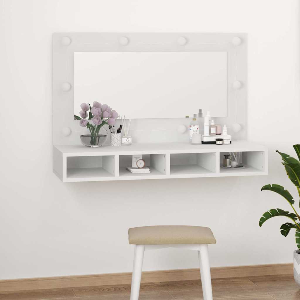 vidaXL Mirror Cabinet with LED White 90x31,5x62 cm