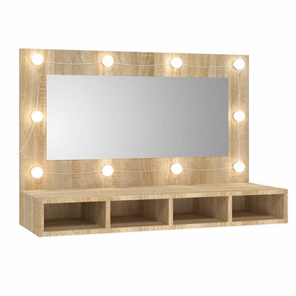 vidaXL Mirror Cabinet with LED Sonoma Oak 90x31,5x62 cm