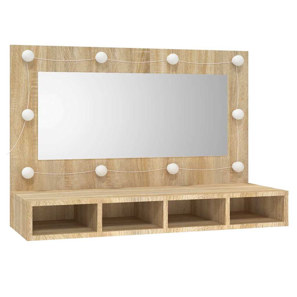 vidaXL Mirror Cabinet with LED Sonoma Oak 90x31,5x62 cm