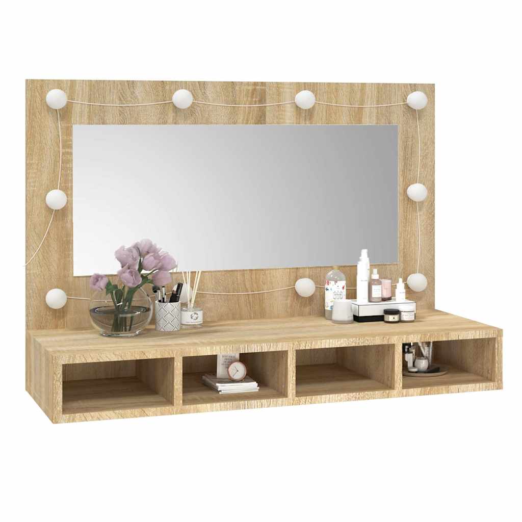 vidaXL Mirror Cabinet with LED Sonoma Oak 90x31,5x62 cm