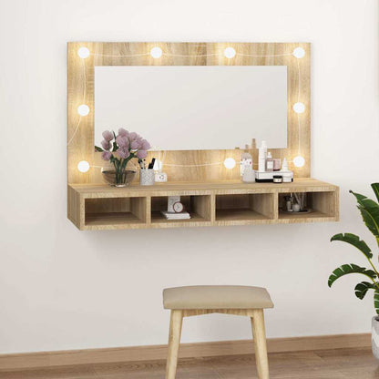 vidaXL Mirror Cabinet with LED Sonoma Oak 90x31,5x62 cm