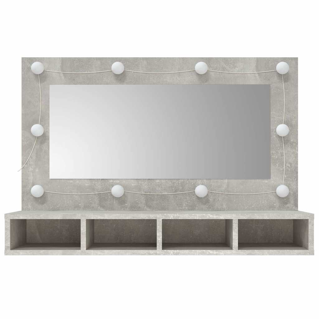 vidaXL Mirror Cabinet with LED Concrete Grey 90x31.5x62 cm