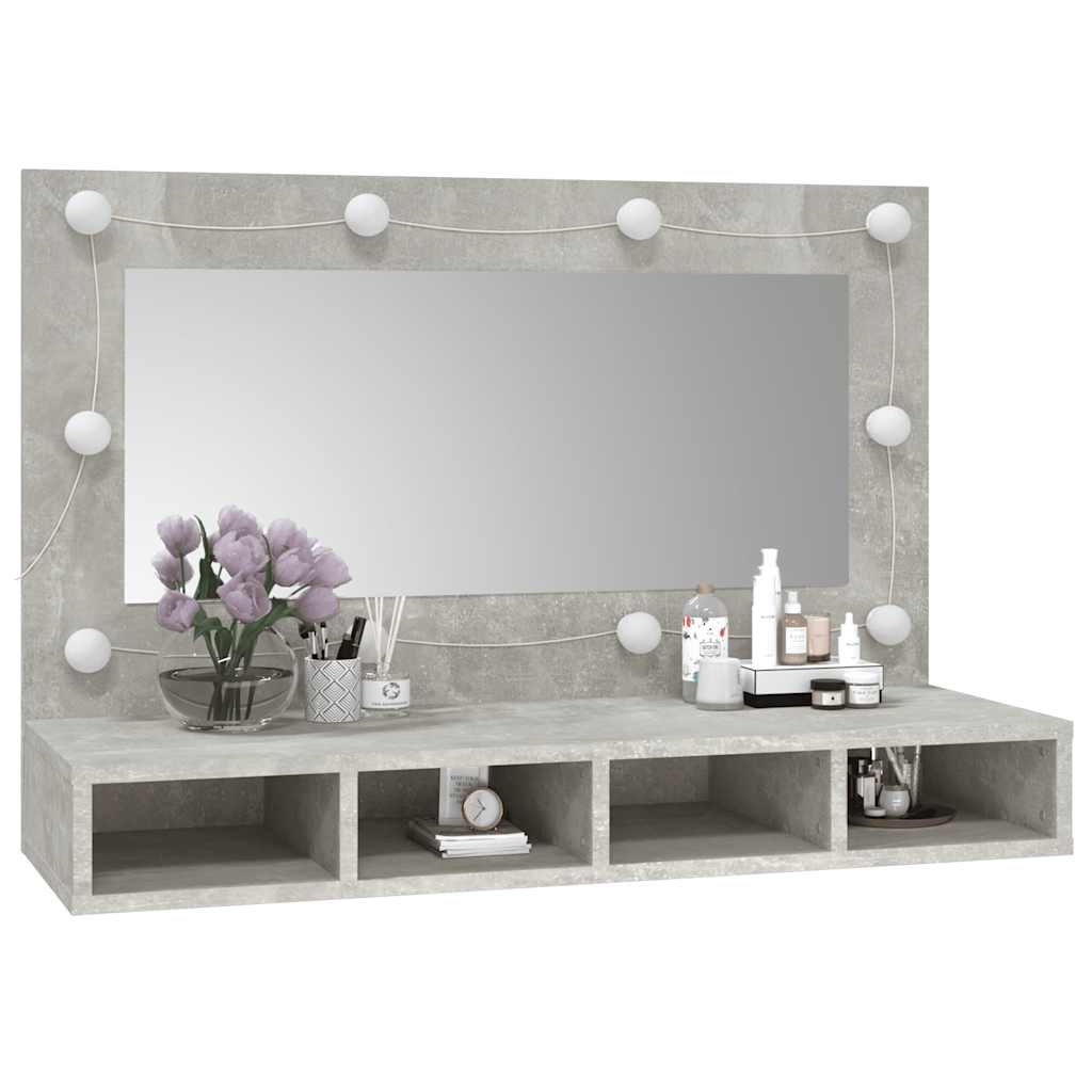 vidaXL Mirror Cabinet with LED Concrete Grey 90x31.5x62 cm