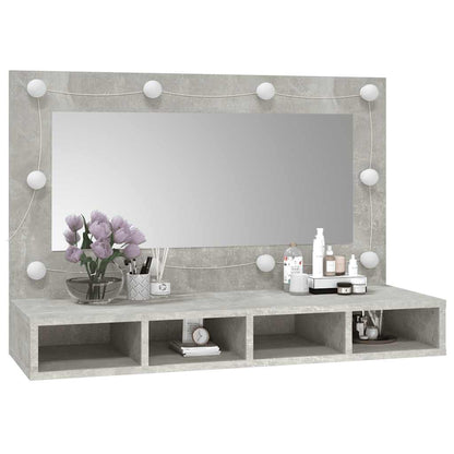 vidaXL Mirror Cabinet with LED Concrete Grey 90x31.5x62 cm