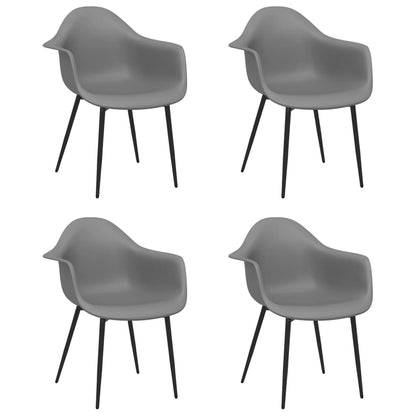 vidaXL Dining Chair | Set of 4 | Grey | Polypropylene, powder-coated metal