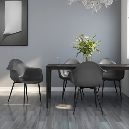 vidaXL Dining Chair | Set of 4 | Grey | Polypropylene, powder-coated metal