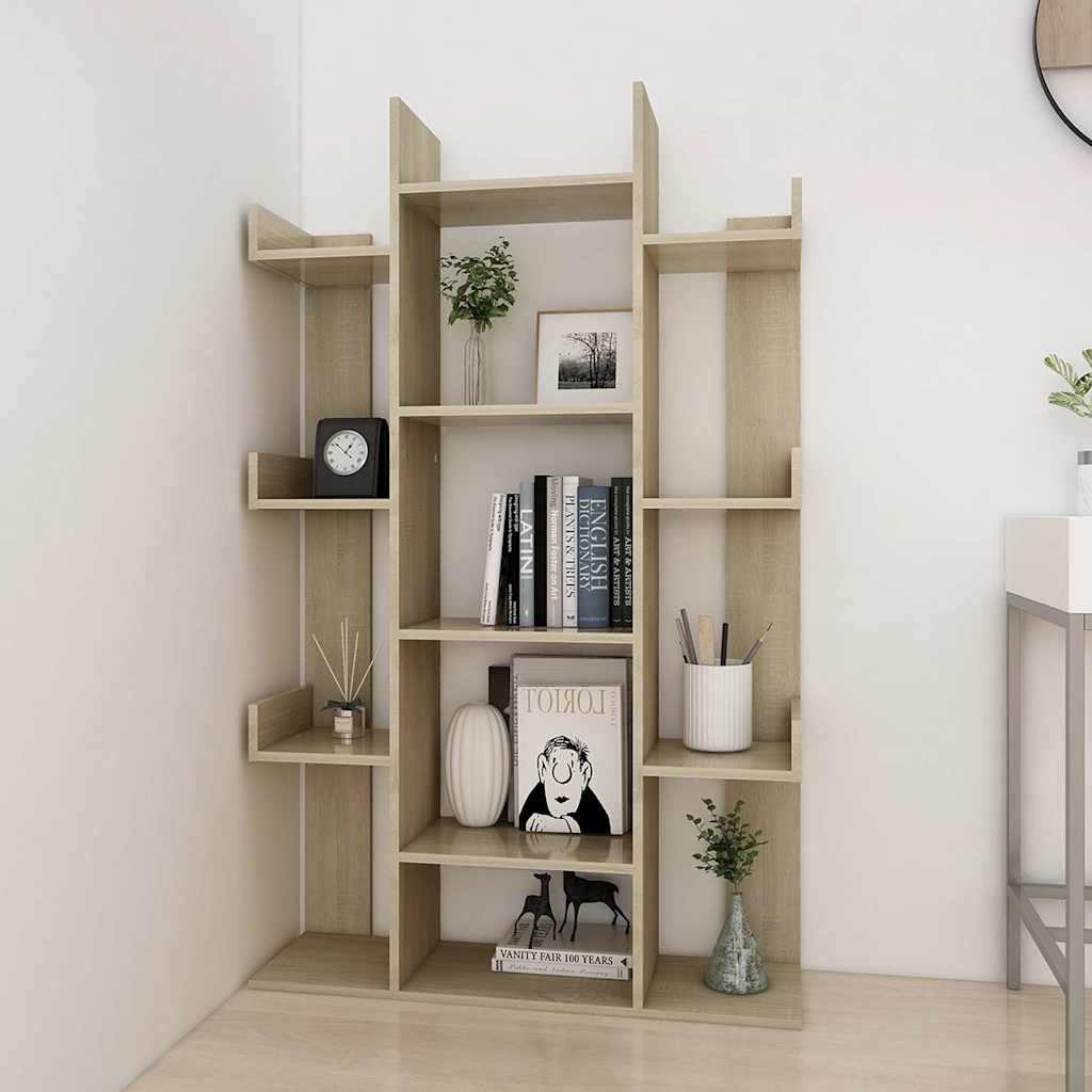 808903 vidaXL Book Cabinet Sonoma Oak 86x25,5x140 cm Engineered Wood