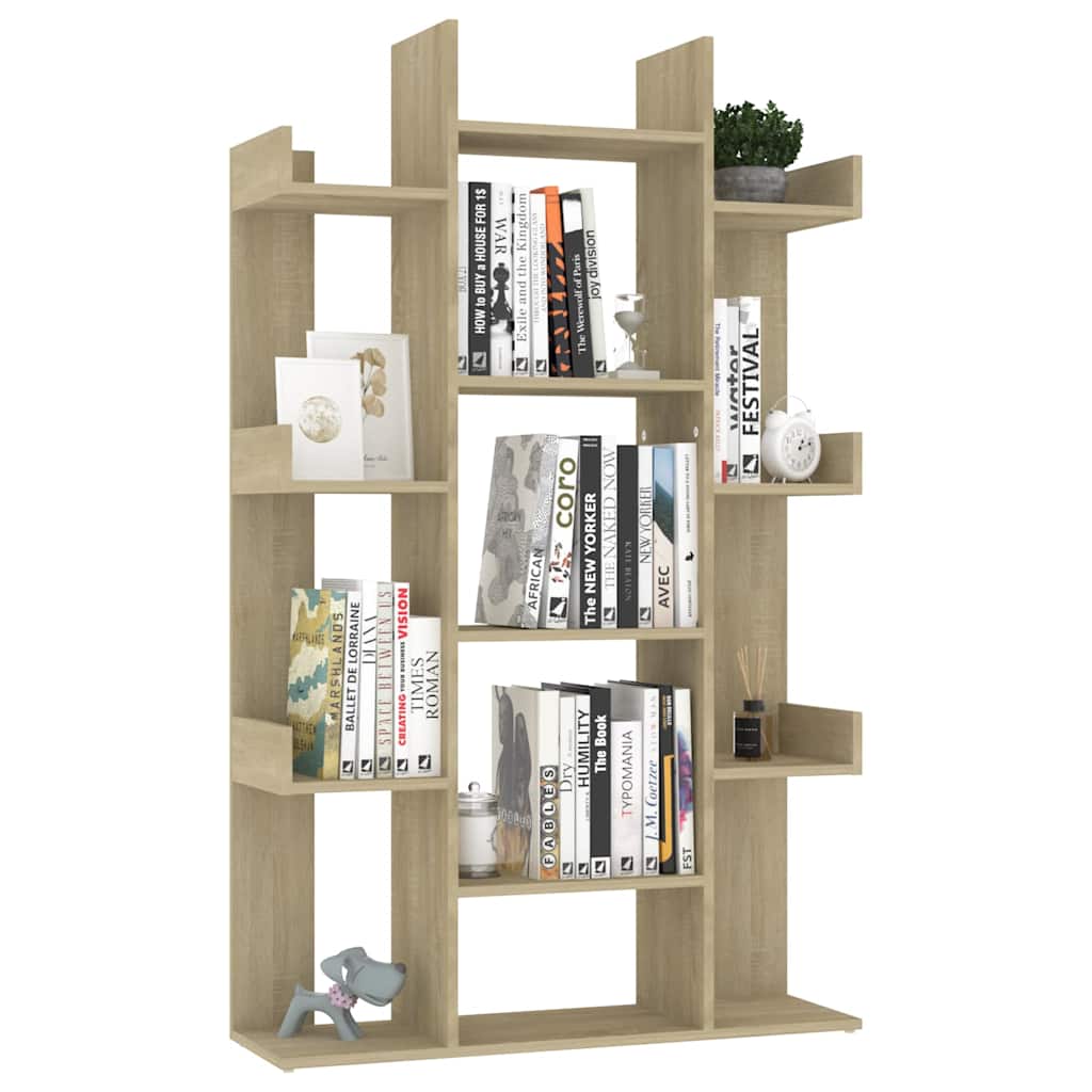 808903 vidaXL Book Cabinet Sonoma Oak 86x25,5x140 cm Engineered Wood