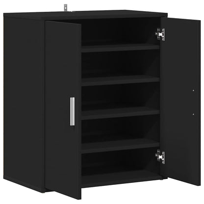 808919 vidaXL Shoe Cabinet Black 60x35x70 cm Engineered Wood