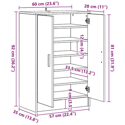 vidaXL Shoe Cabinet Sonoma Oak 60x35x92 cm Engineered Wood