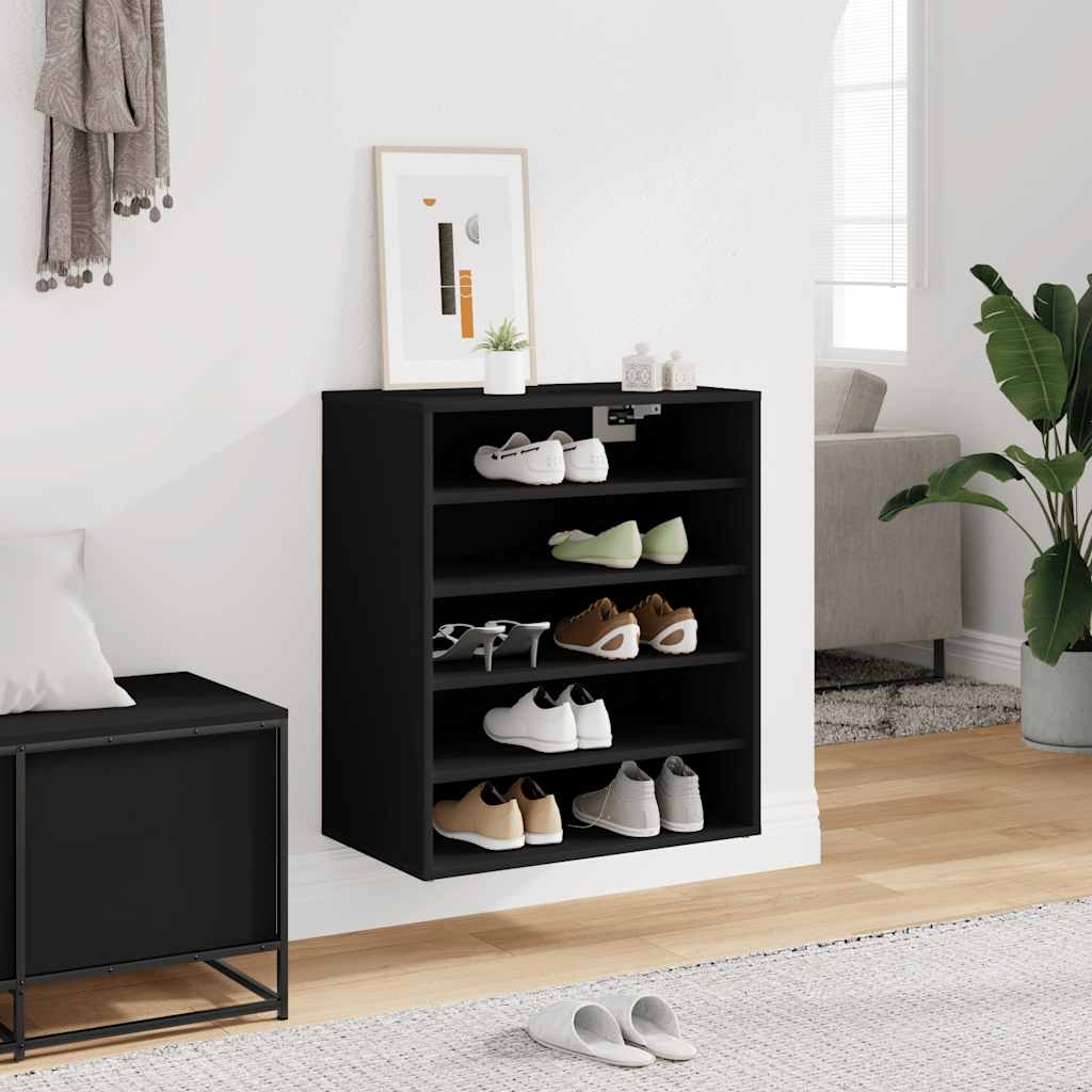 vidaXL Shoe Cabinet Black 60x35x70 cm Engineered Wood