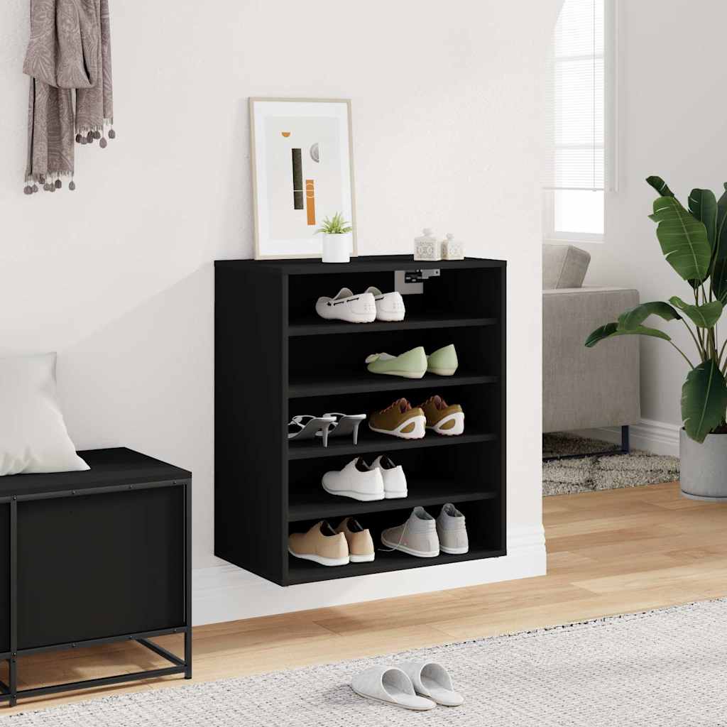 vidaXL Shoe Cabinet Black 60x35x70 cm Engineered Wood