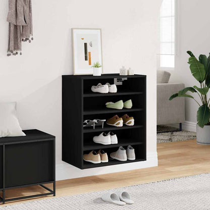vidaXL Shoe Cabinet Black 60x35x70 cm Engineered Wood