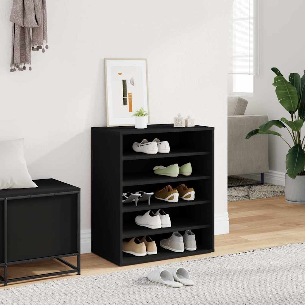 vidaXL Shoe Cabinet Black 60x35x70 cm Engineered Wood
