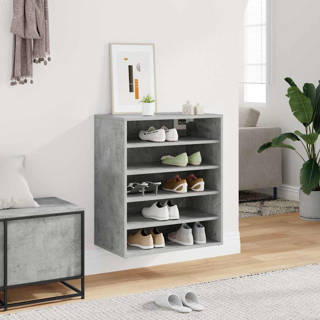 vidaXL Shoe Cabinet Concrete Grey 60x35x70 cm Engineered Wood