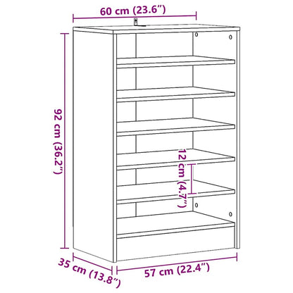 vidaXL Shoe Cabinet Sonoma Oak 60x35x92 cm Engineered Wood