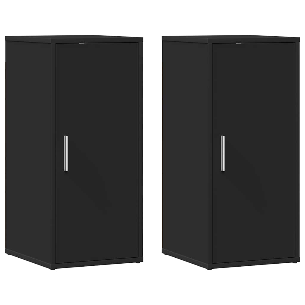 vidaXL Shoe Cabinets 2 pcs Black 32x35x70 cm Engineered Wood