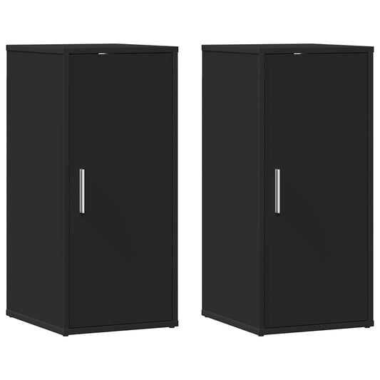 vidaXL Shoe Cabinets 2 pcs Black 32x35x70 cm Engineered Wood