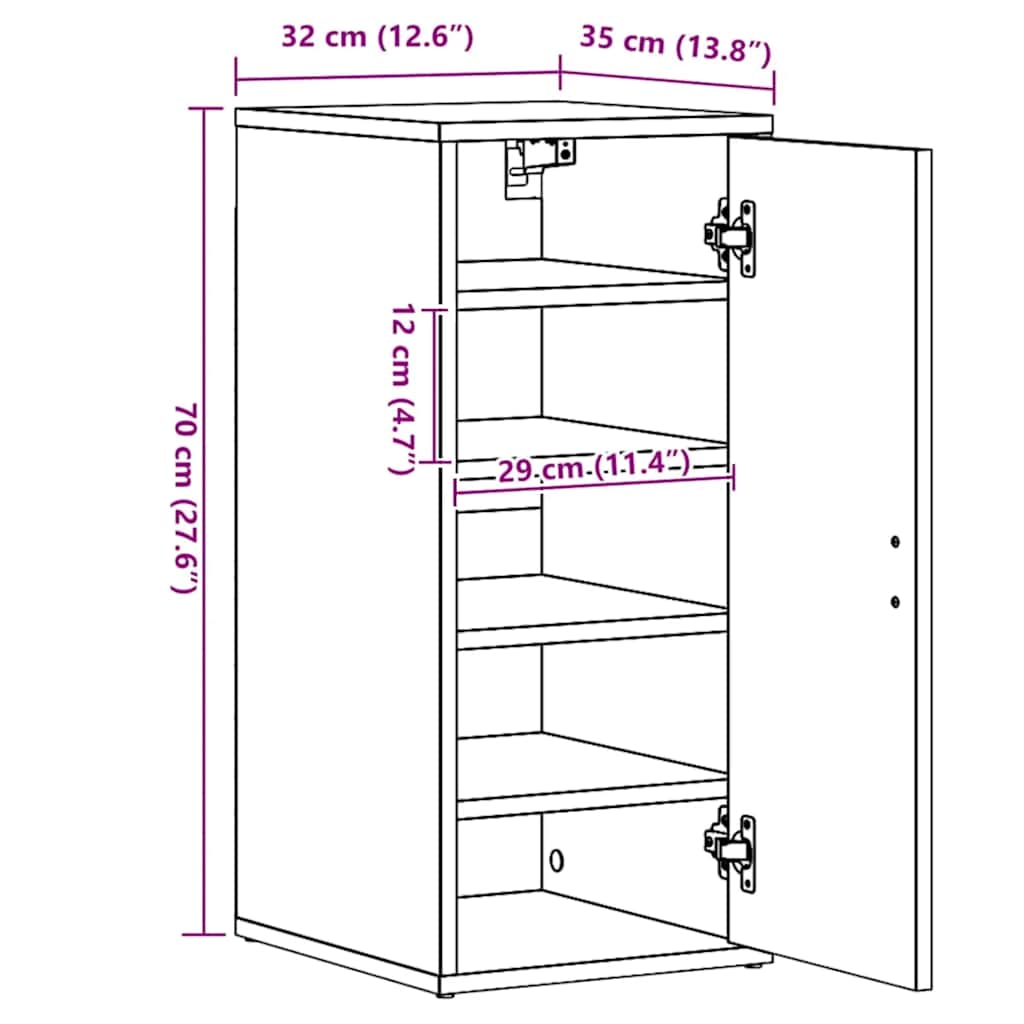 vidaXL Shoe Cabinets 2 pcs Black 32x35x70 cm Engineered Wood