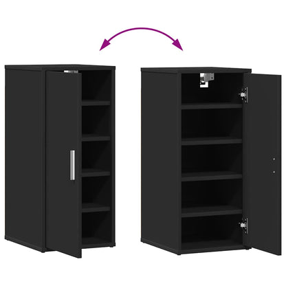 vidaXL Shoe Cabinets 2 pcs Black 32x35x70 cm Engineered Wood