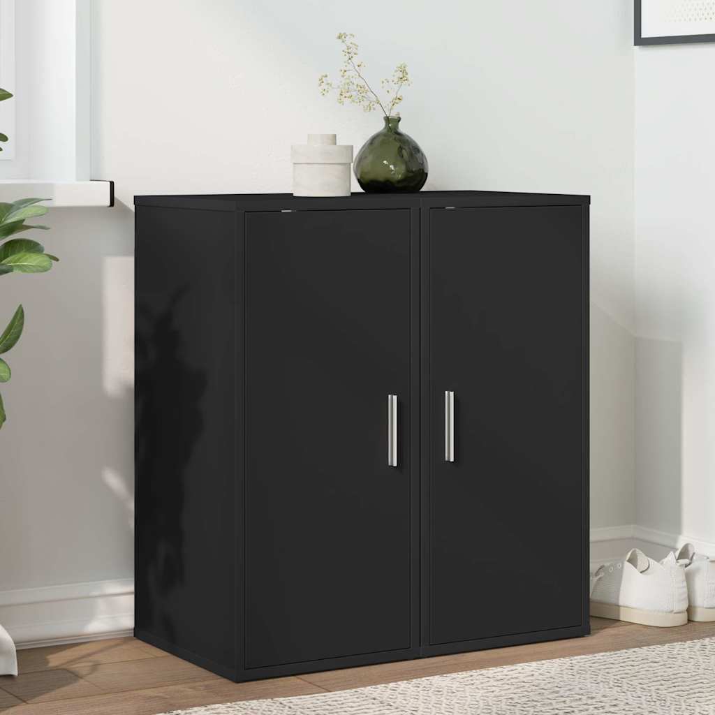 vidaXL Shoe Cabinets 2 pcs Black 32x35x70 cm Engineered Wood