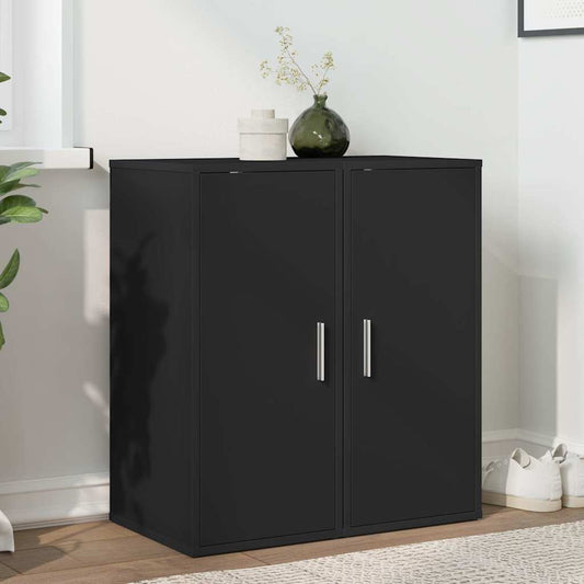 vidaXL Shoe Cabinets 2 pcs Black 32x35x70 cm Engineered Wood