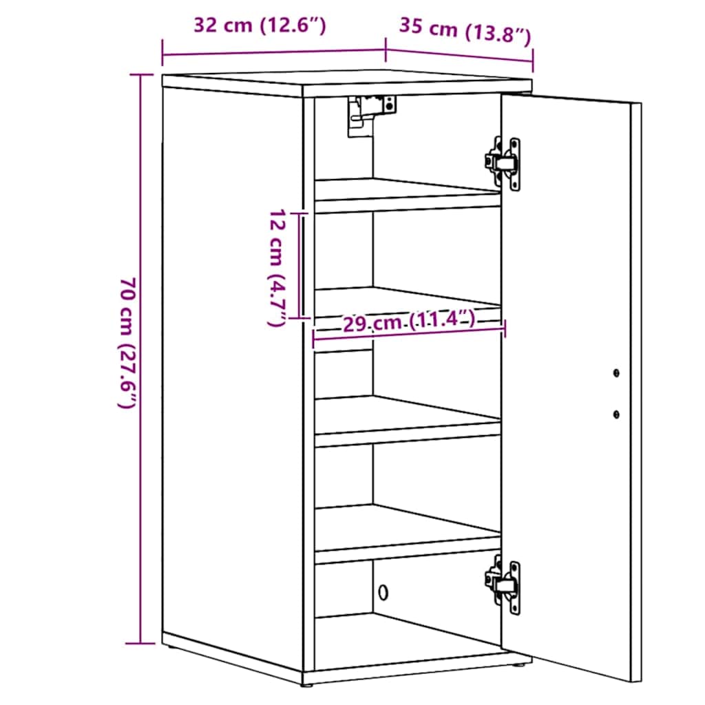 vidaXL Shoe Cabinets 2 pcs Sonoma Oak 32x35x70 cm Engineered Wood