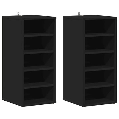 vidaXL Shoe Cabinets 2 pcs Black 31.5x35x70 cm Engineered Wood