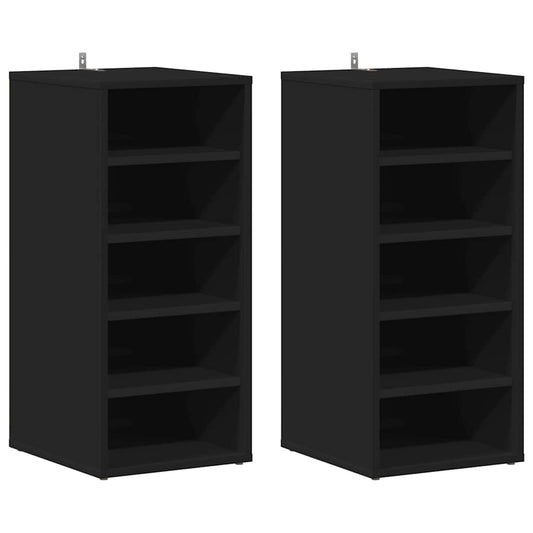 vidaXL Shoe Cabinets 2 pcs Black 31.5x35x70 cm Engineered Wood