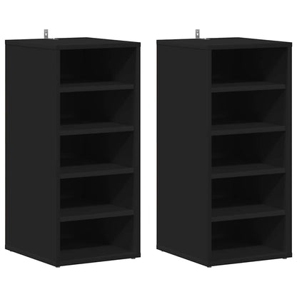 vidaXL Shoe Cabinets 2 pcs Black 31.5x35x70 cm Engineered Wood