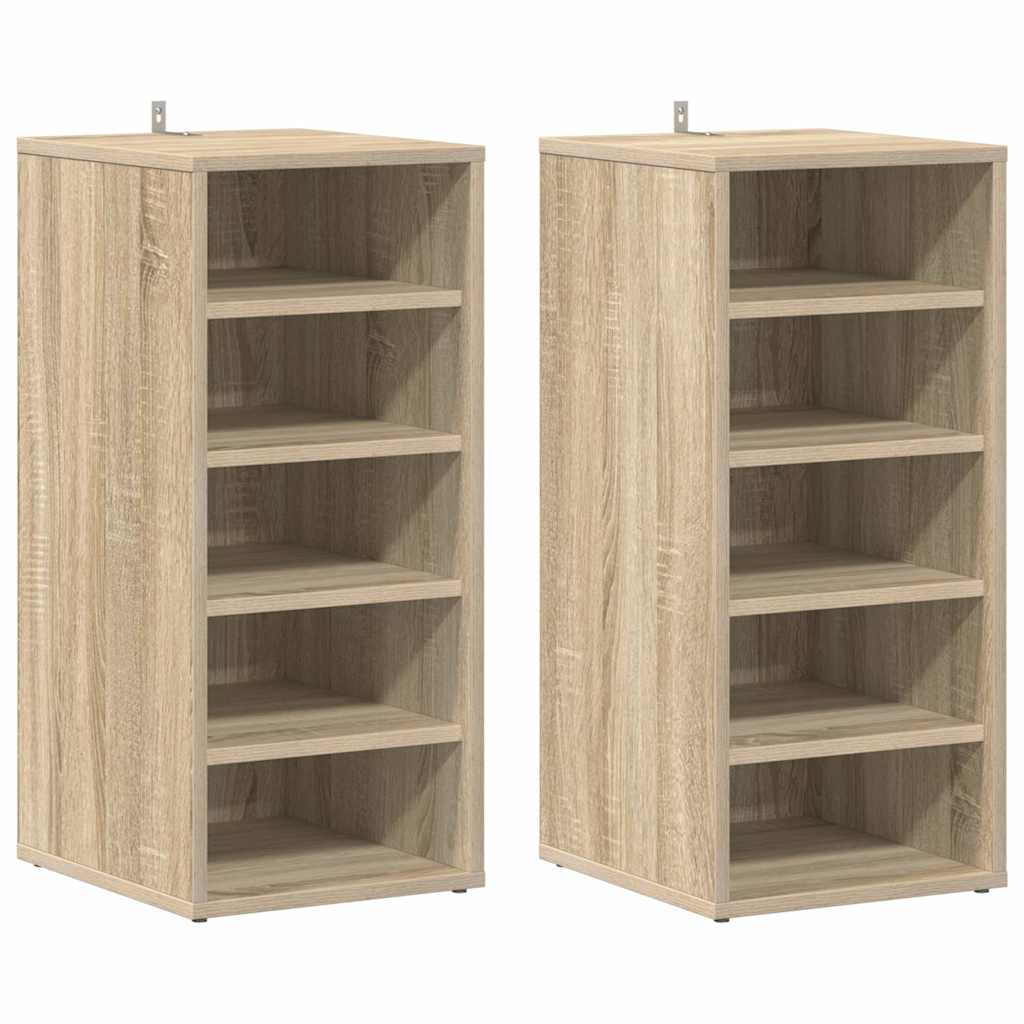 vidaXL Shoe Cabinets 2 pcs Sonoma Oak 31.5x35x70 cm Engineered Wood