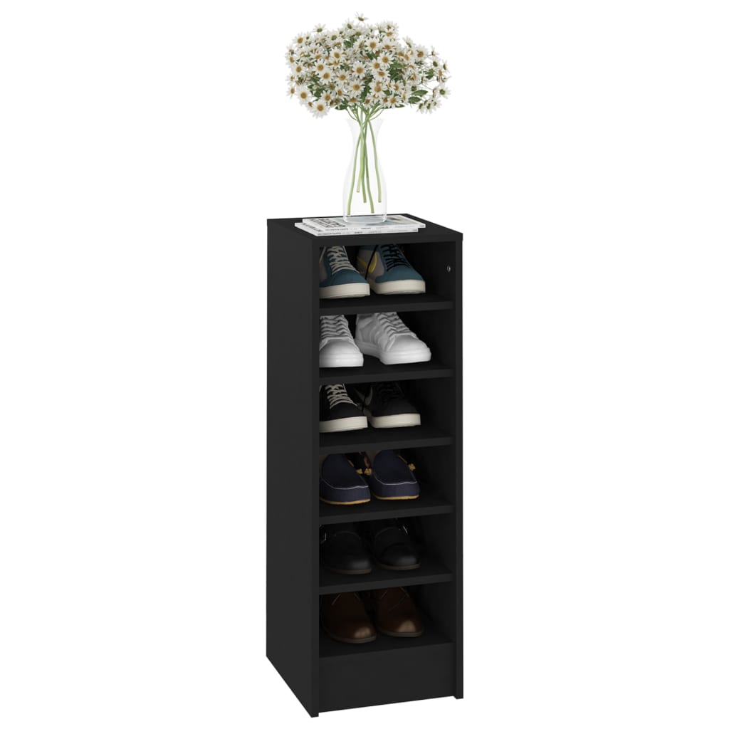 vidaXL Shoe Cabinet Black 31.5x35x90 cm Engineered Wood
