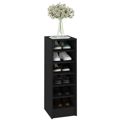 vidaXL Shoe Cabinet Black 31.5x35x90 cm Engineered Wood