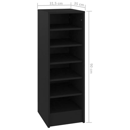 vidaXL Shoe Cabinet Black 31.5x35x90 cm Engineered Wood