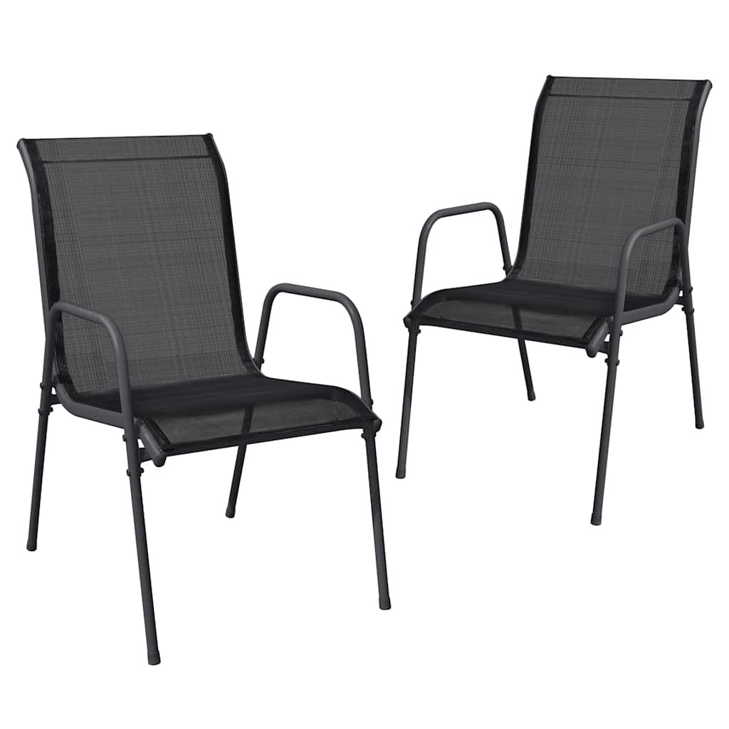 vidaXL Garden Chair | Set of 2 | Black and anthracite | Steel and Textilene