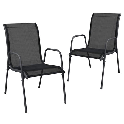 vidaXL Garden Chair | Set of 2 | Black and anthracite | Steel and Textilene