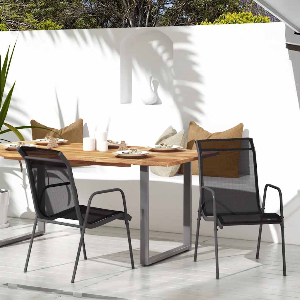 vidaXL Garden Chair | Set of 2 | Black and anthracite | Steel and Textilene