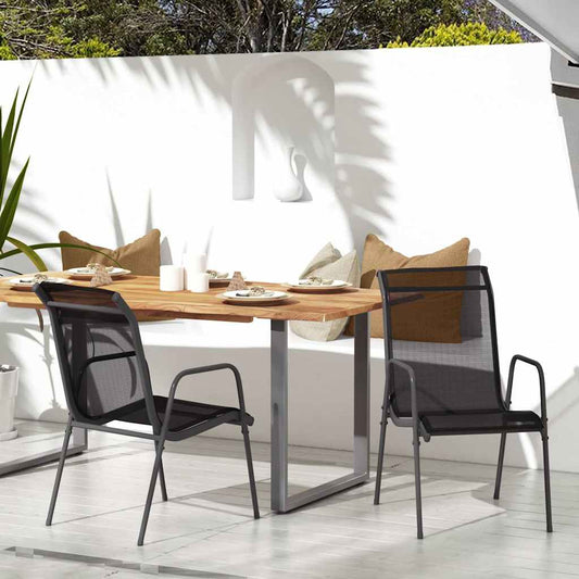316817 vidaXL Garden Chairs 2 pcs Steel and Textilene Black