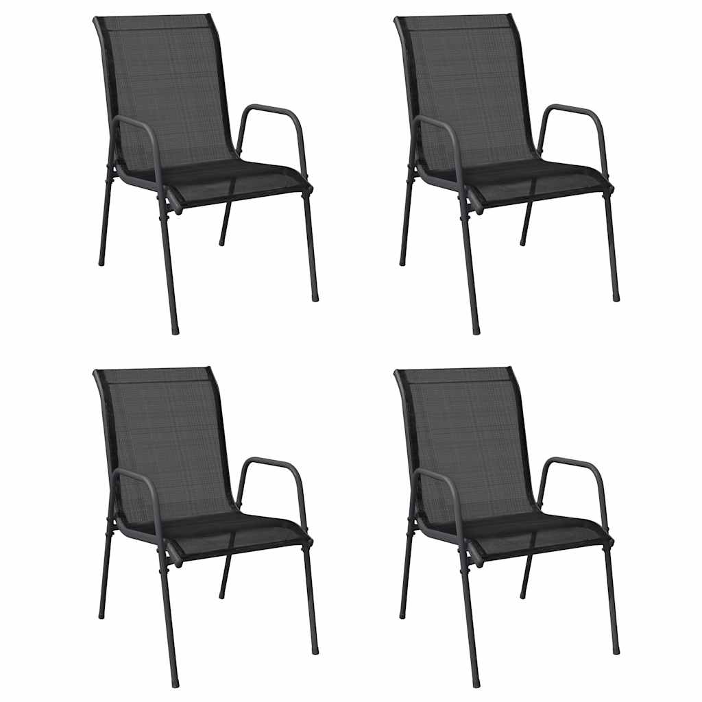 vidaXL Garden Chair | Set of 4 | Black and Anthracite | Steel | Standard