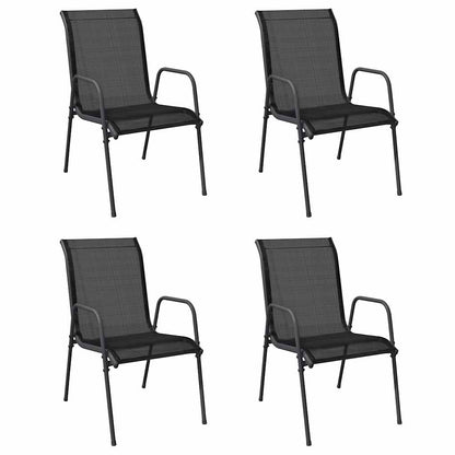 vidaXL Garden Chair | Set of 4 | Black and Anthracite | Steel | Standard