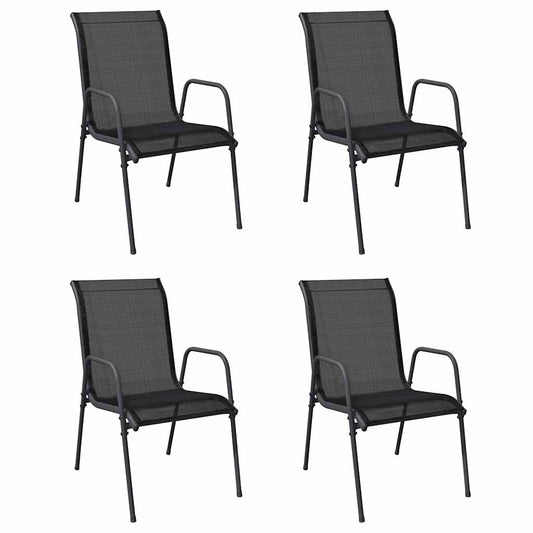 vidaXL Garden Chairs 4 pcs Steel and Textilene Black