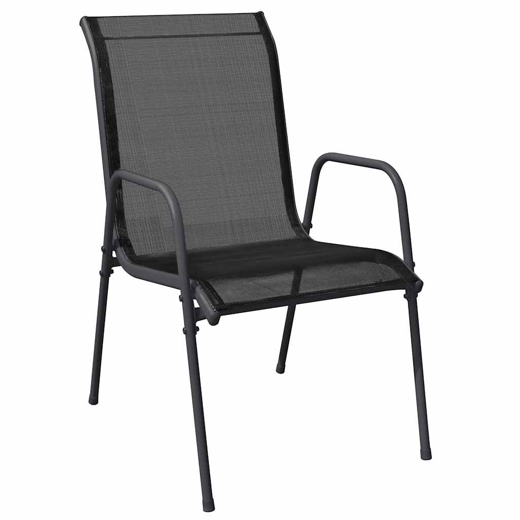 vidaXL Garden Chair | Set of 4 | Black and Anthracite | Steel | Standard
