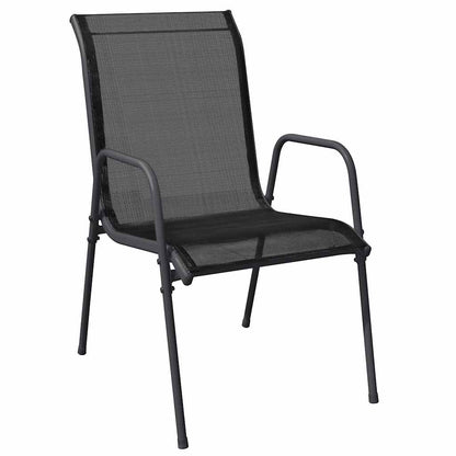 vidaXL Garden Chair | Set of 4 | Black and Anthracite | Steel | Standard
