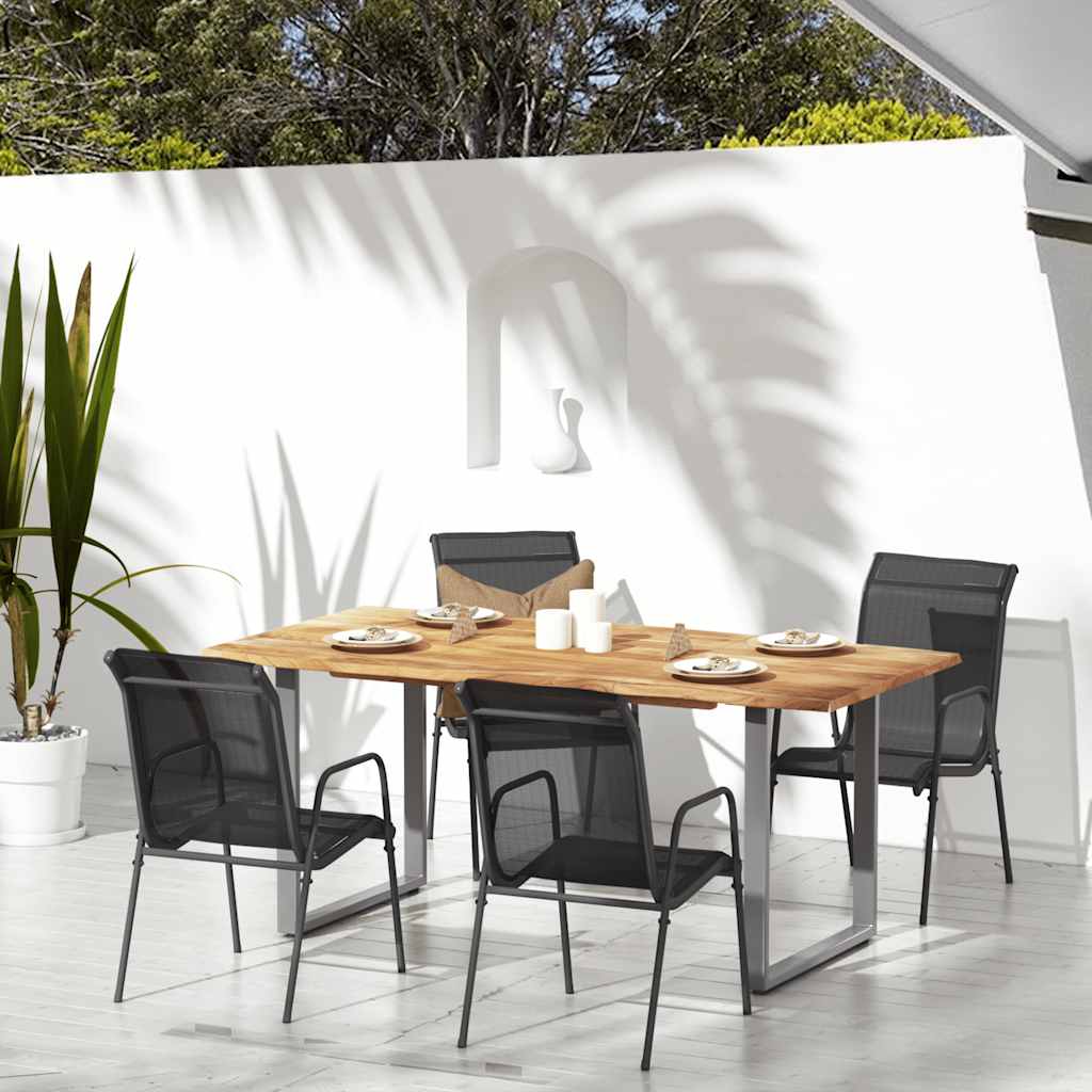 vidaXL Garden Chair | Set of 4 | Black and Anthracite | Steel | Standard