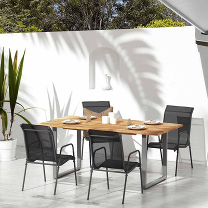 vidaXL Garden Chair | Set of 4 | Black and Anthracite | Steel | Standard