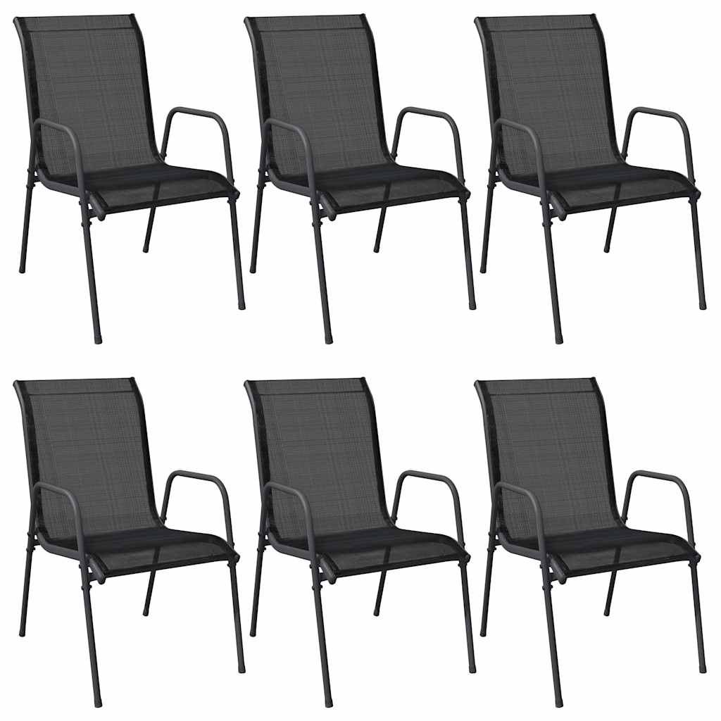 vidaXL Garden Chair | Set of 6 | Black and anthracite | Steel, Textilene | Large