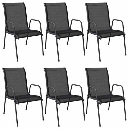 vidaXL Garden Chair | Set of 6 | Black and anthracite | Steel, Textilene | Large