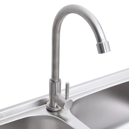 151211 vidaXL Camping Sink Double Basins with Tap Stainless Steel