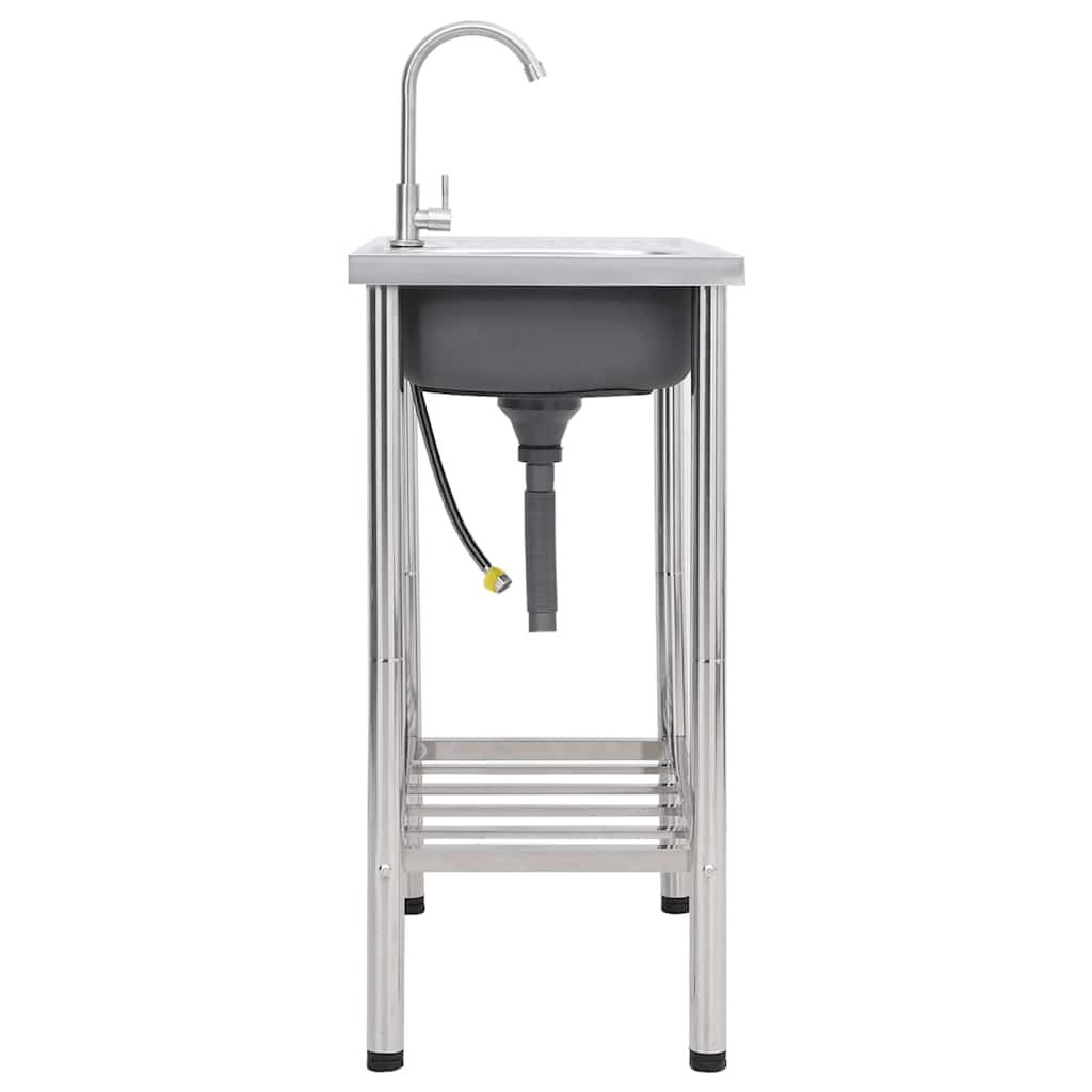 151213 vidaXL Camping Sink Single Basin with Tap Stainless Steel